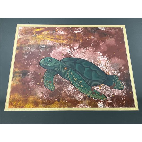 Framed Turtle Art piece - Frame Approx: 21.5x17.5"