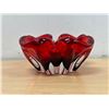 Image 2 : Red / Clear Thick & Heavy Art Glass Ashtray 7.25"