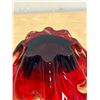 Image 4 : Red / Clear Thick & Heavy Art Glass Ashtray 7.25"