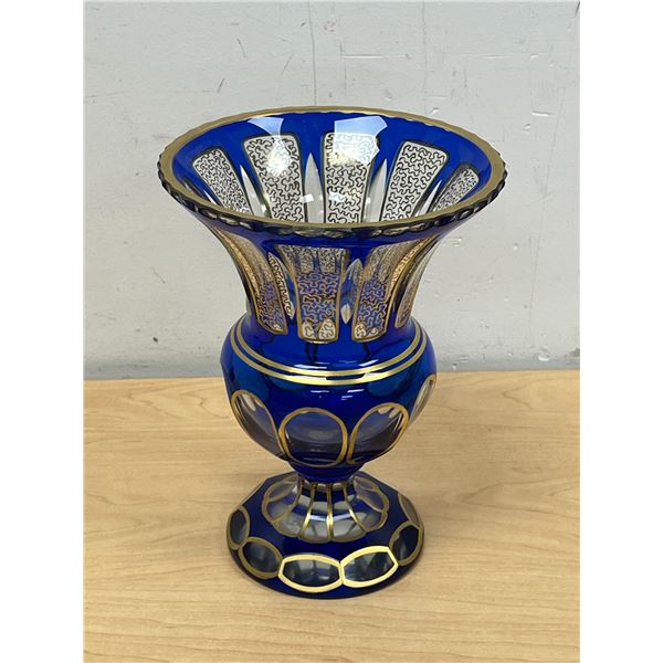Cobalt Blue Crystal Vase 8.25"T 6"W