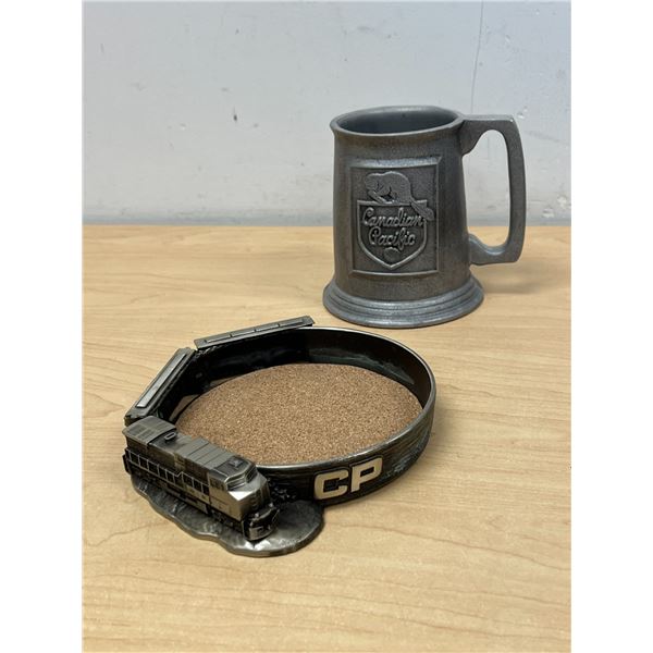 Canadian Pacific Railway Metal 6.5" Dish & 4.75" Mug