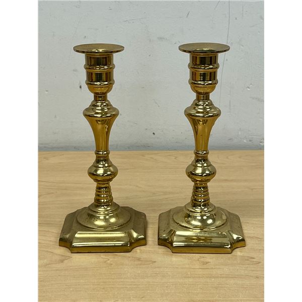 Pair Brass Candle Stick Holders 7.25"
