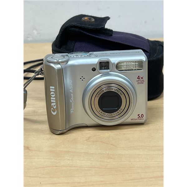 Canon Power Shot A530 Digital Camera with Case - No SD card, uses AA Batteries - not tested