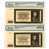Image 1 : Bohemia & Moravia.... National Bank of Bohemia & Moravia, 1942, Specimen Banknote Pair.