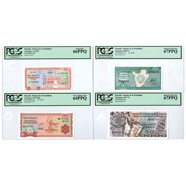 Burundi. Banque de la Republique du Burundi, 1970 to 2005, Issued Banknote Quartet.