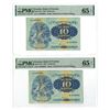 Image 1 : Estonia. Bank of Estonia, 1937, Sequential Pair of Issued Banknotes.