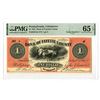Image 1 : PA. $1 1861 Bank of Fayette County, Uniontown, Pennsylvania, Serial Number 1 Obsolete Banknote Rarit