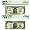 Image 1 : U.S. Silver Certificates, $5, Fr. 1655, Series of 1953, Sequential Issued Banknote Pair.