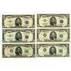 Image 1 : U.S. Silver Certificates and Federal Reserve Notes, 1950 to 1969, Issued Group of 6 Banknotes.