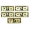 Image 1 : U.S. Federal Reserve Notes, $100, Series of 1928 to Series of 1934, Issued Group of 5 Banknotes.