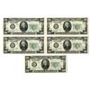 Image 1 : U.S. Federal Reserve Notes, $20, Series of 1934D, Fr.# 2058E, Sequential Group of 5 Issued Banknotes