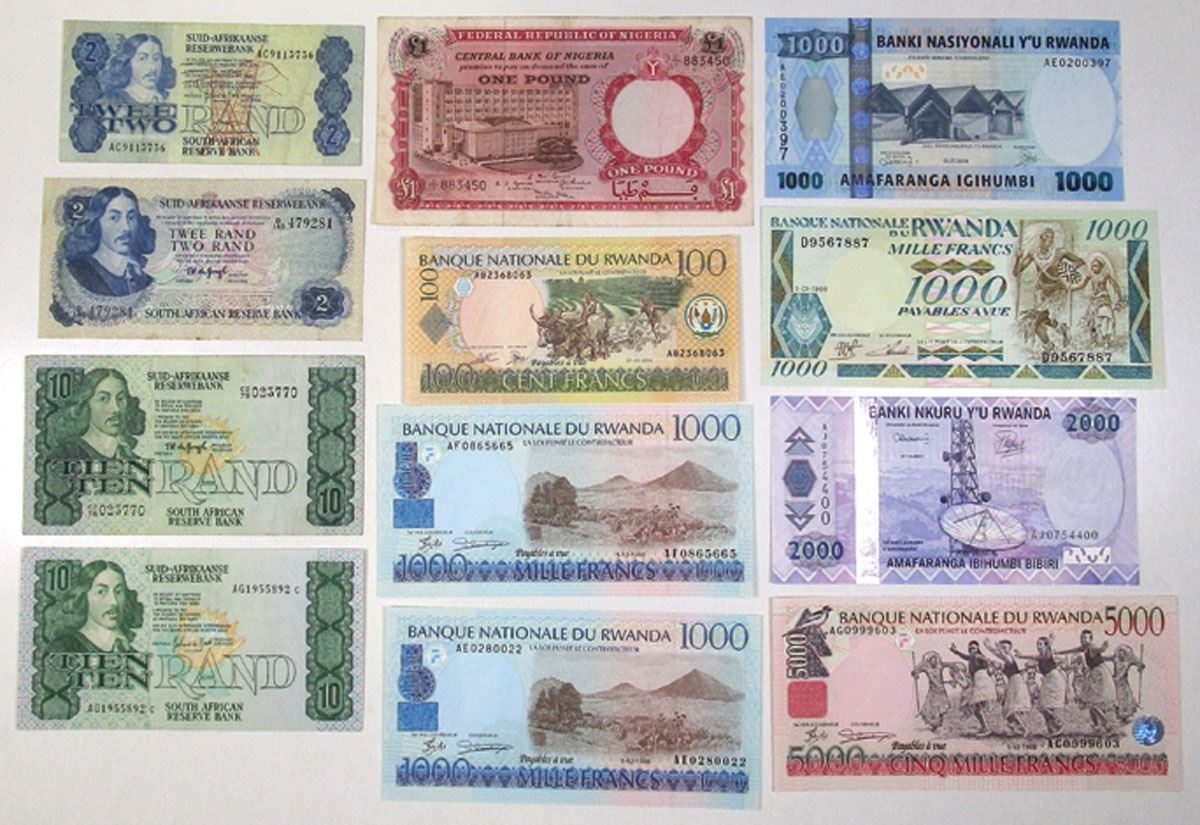 African Banknote Assortment ND (1967) to 2004, Issued Group of 12 ...