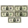 Image 1 : U.S. Federal Reserve Notes and Silver Certificates, 1934, Issued Group of 5 Banknotes.