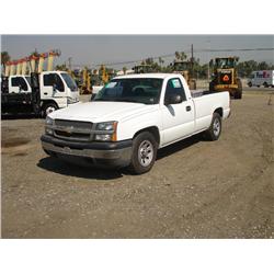 2005 CHEVROLET SILVERADO 1500 PICKUP, s/n: 1GCEC14X85Z101624