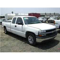 2001 CHEVROLET 1500 SILVERADO EXTENDED CAB PICKUP, s/n: 1GCEC19VX1F287630
