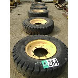 (5) 13.00 X 24 TIRES W/WHEELS TO FIT PETTIBONE REACHLIFT
