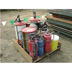 QTY OF LUBE BARRELS W/PUMPS
