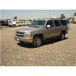 2001 CHEVROLET TAHOE 4 X 4 SPORT UTILITY VEHICLE, s/n: 1GNEK13T31R211466