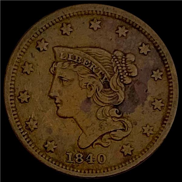 1840 Braided Hair Large Cent CLOSELY UNCIRCULATED CLOSELY UNCIRCULATED