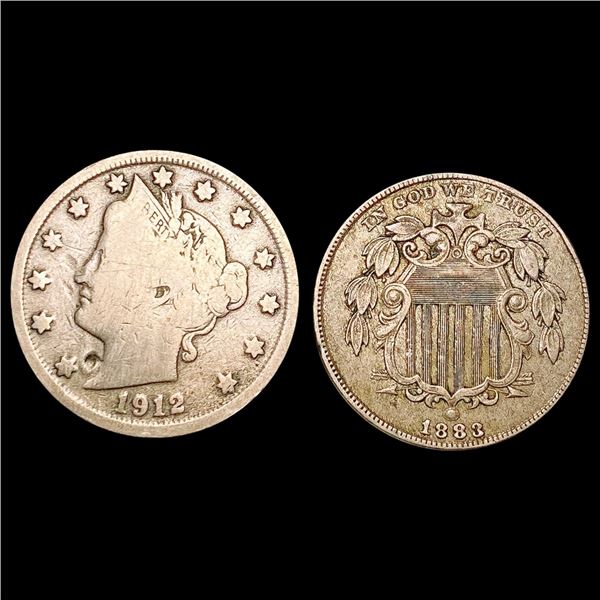 [2] 1883&1912 Varied Nickels NEARLY UNCIRCULATED