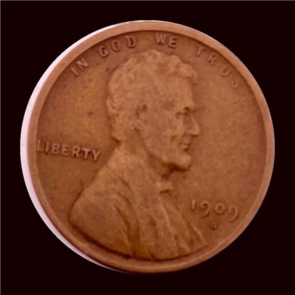 1909-S Lincoln Wheat Cent LIGHTLY CIRCULATED