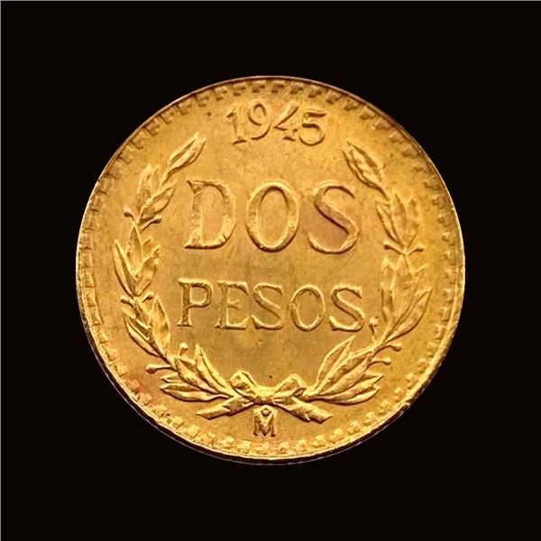 1945 Mexico Gold 2 Pesos GEM BU