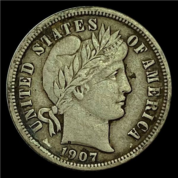 1907-D Silver Barber Dime LIGHTLY CIRCULATED