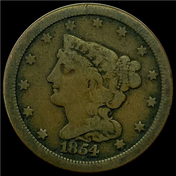 1854 Braided Hair Half Cent NICELY CIRCULATED