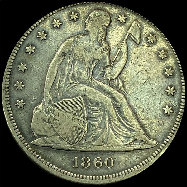 1860 Seated Liberty Silver Dollar NEARLY UNCIRCULATED