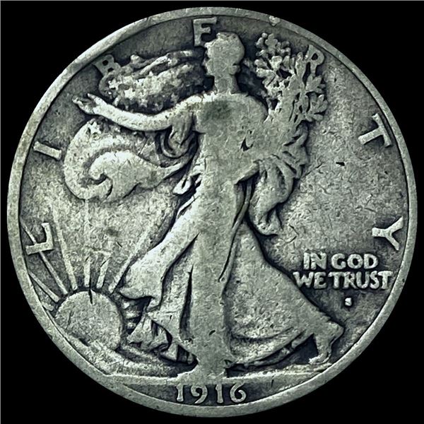 1916-S Silver Walking Liberty Half Dollar NICELY CIRCULATED