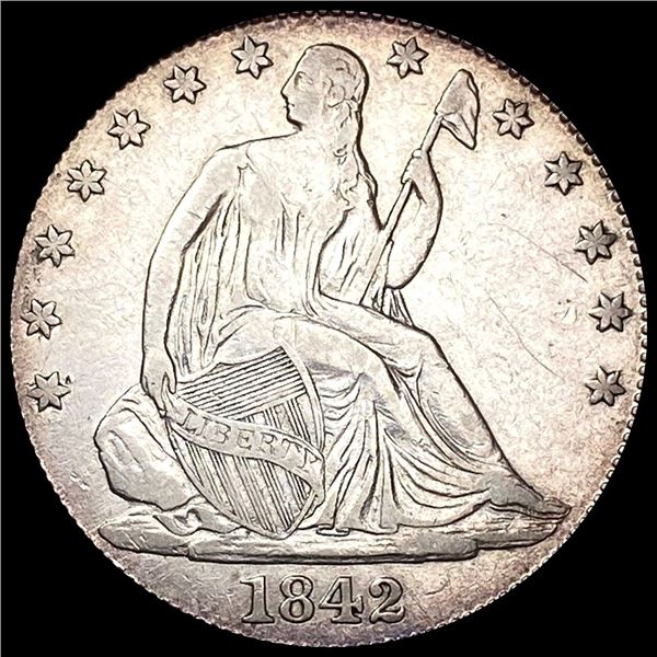 CLOSELY UNCIRCULATED 1842-O Silver Half Dollar (Seated Liberty)