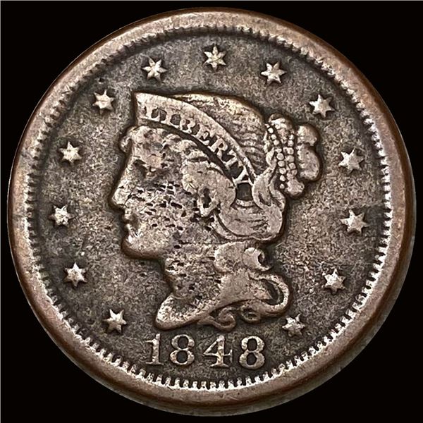 NICELY CIRCULATED 1848 Braided Hair Large Cent