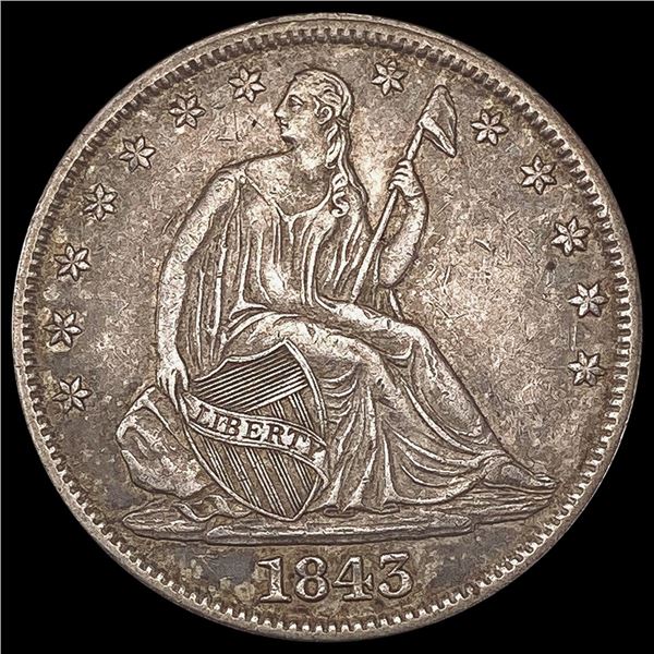 1843 Seated Liberty Half Dollar CLOSELY UNCIRCULA