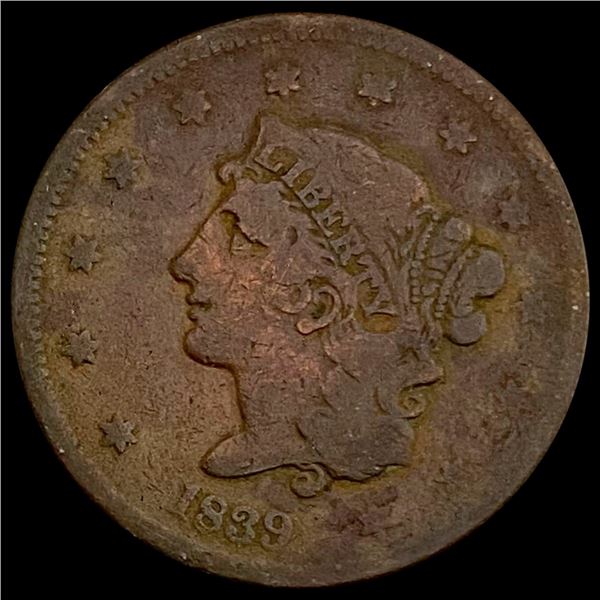 1839 Liberty Head Large Cent NICELY CIRCULATED NI