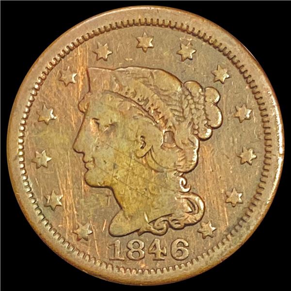 1846 Braided Hair Large Cent LIGHTLY CIRCULATED