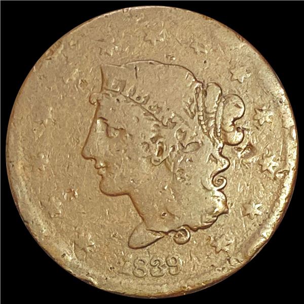 1839 Coronet Head Large Cent NICELY CIRCULATED