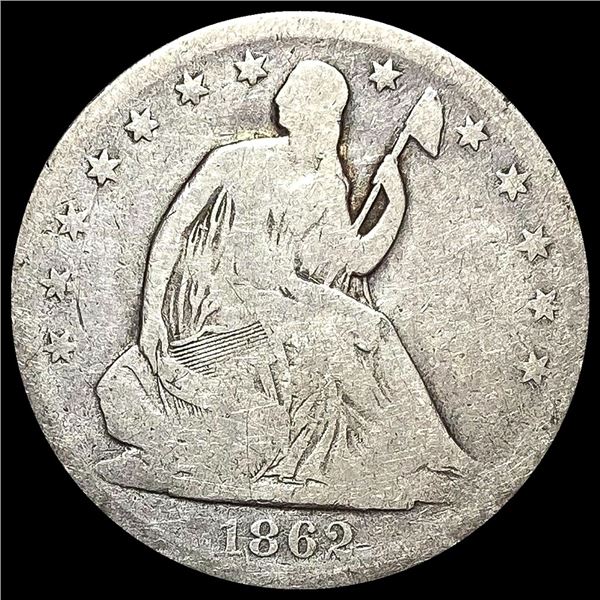 NICELY CIRCULATED 1862-S Silver Half Dollar (Seated Liberty)
