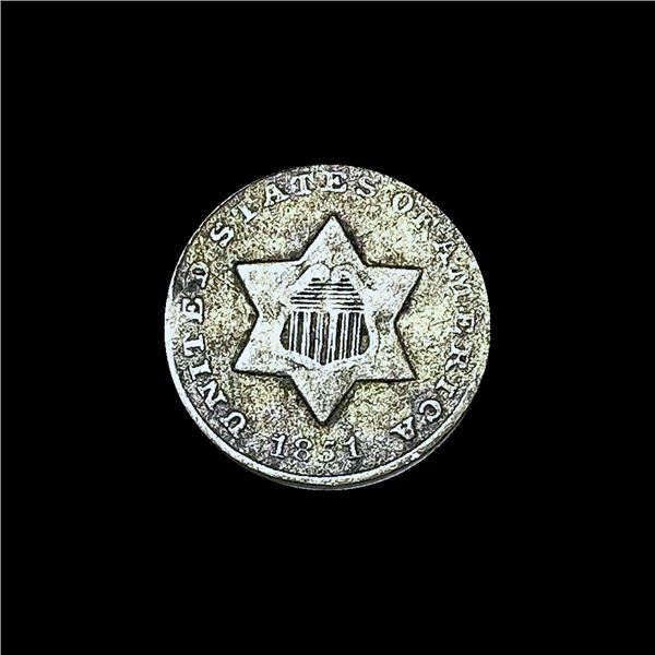LIGHTLY CIRCULATED 1851 Silver Three-Cent Piece (Trime)
