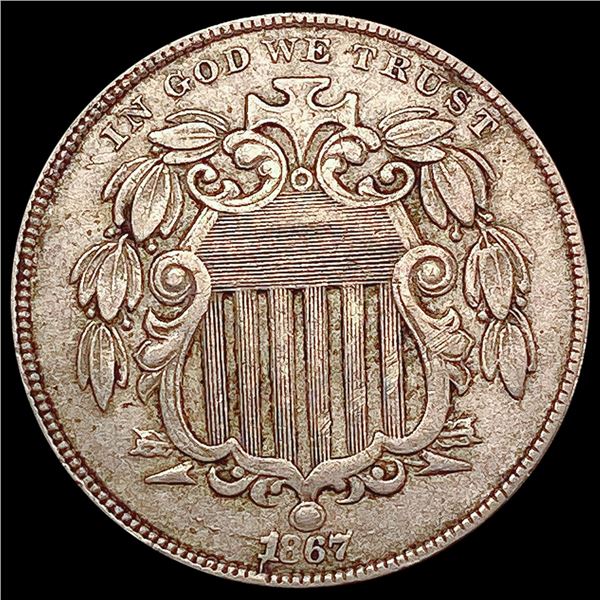 1867 Rays Shield Nickel NEARLY UNCIRCULATED