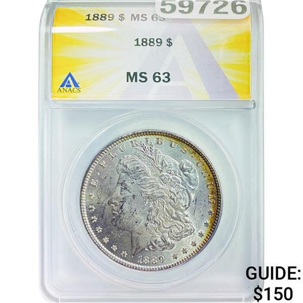 1889 Morgan Silver Dollar ANACS MS63