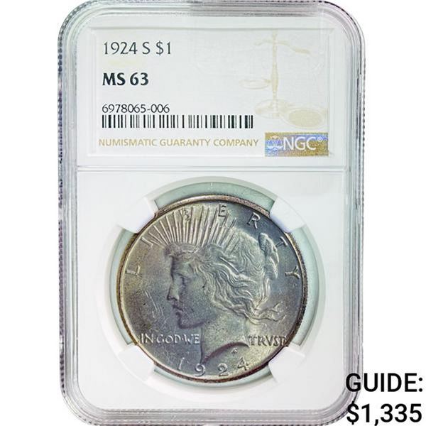 1924-S Peace Dollar NGC MS63