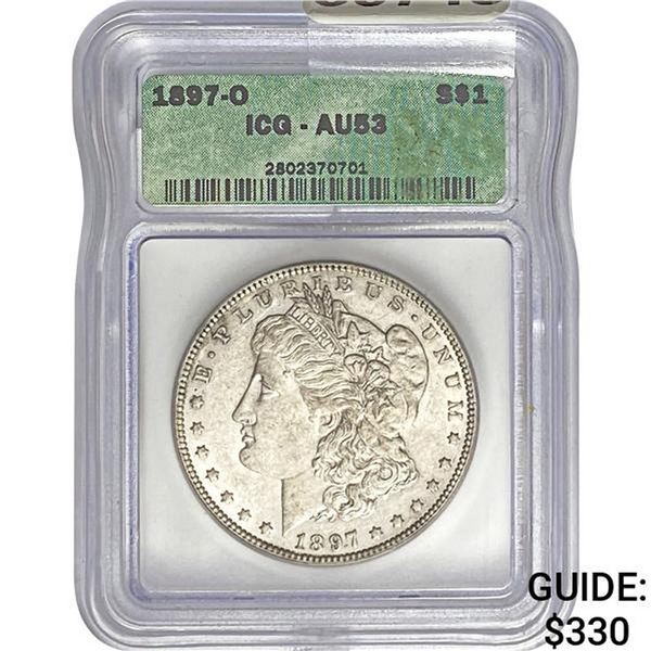 1897-O Morgan Silver Dollar ICG AU53