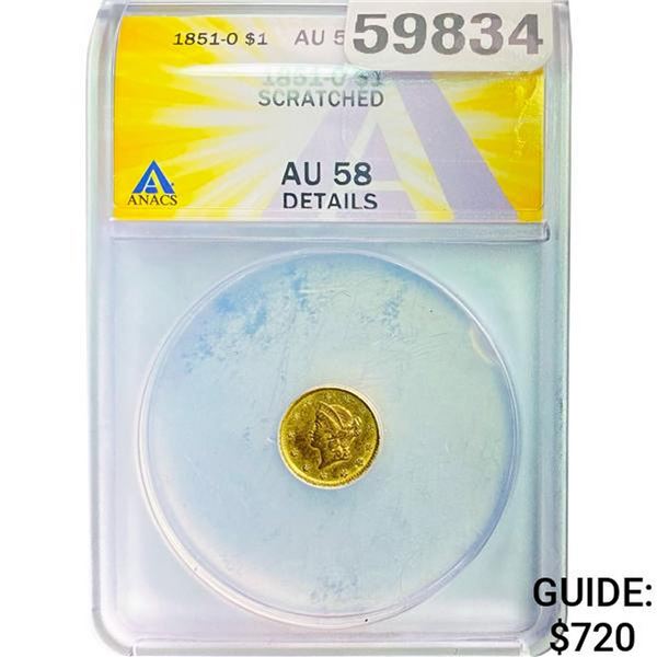 1851-O $1 ANACS AU58 Details