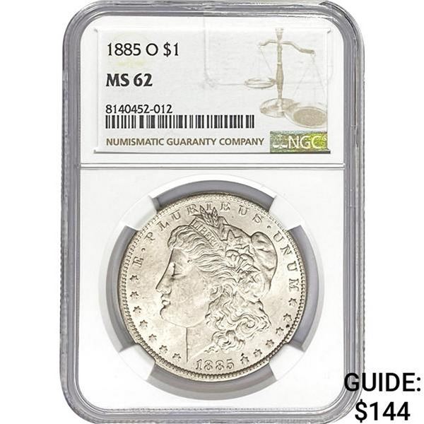 1885-O Morgan Silver Dollar NGC MS62