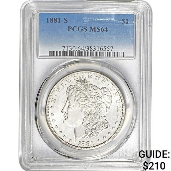 1881-S Morgan Silver Dollar PCGS MS64