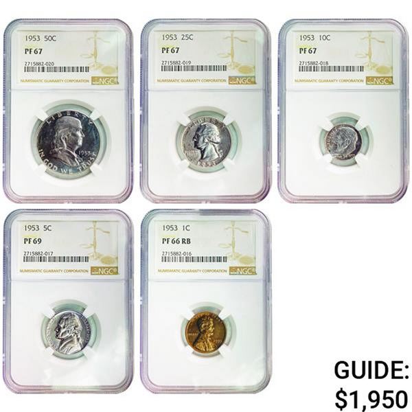 [5]1953 US Proof Set 1 Cent-50 Cent PF66-69