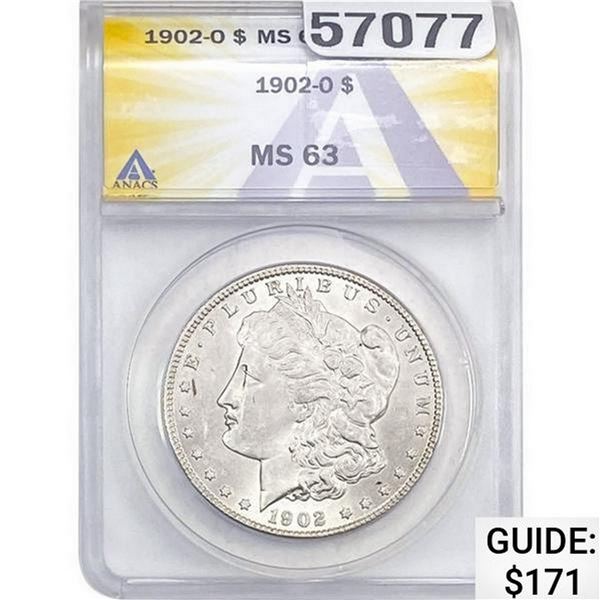 1902-O Morgan Silver Dollar ANACS MS63