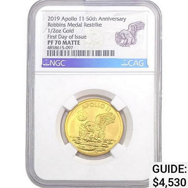 2019 Apollo 11 50th Anniv Gold PF70 NGC