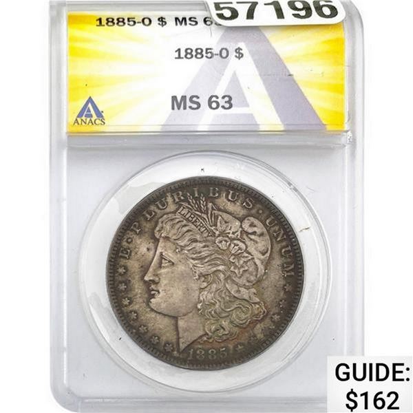 1885-O Morgan Silver Dollar ANACS MS63