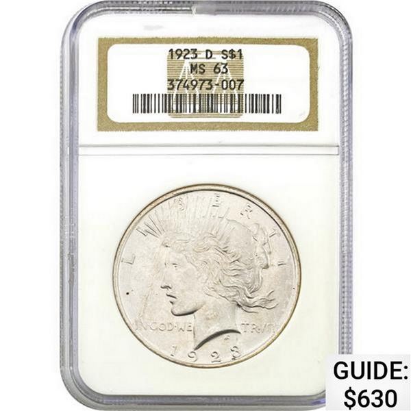 1923-D Peace Dollar ANACS MS63